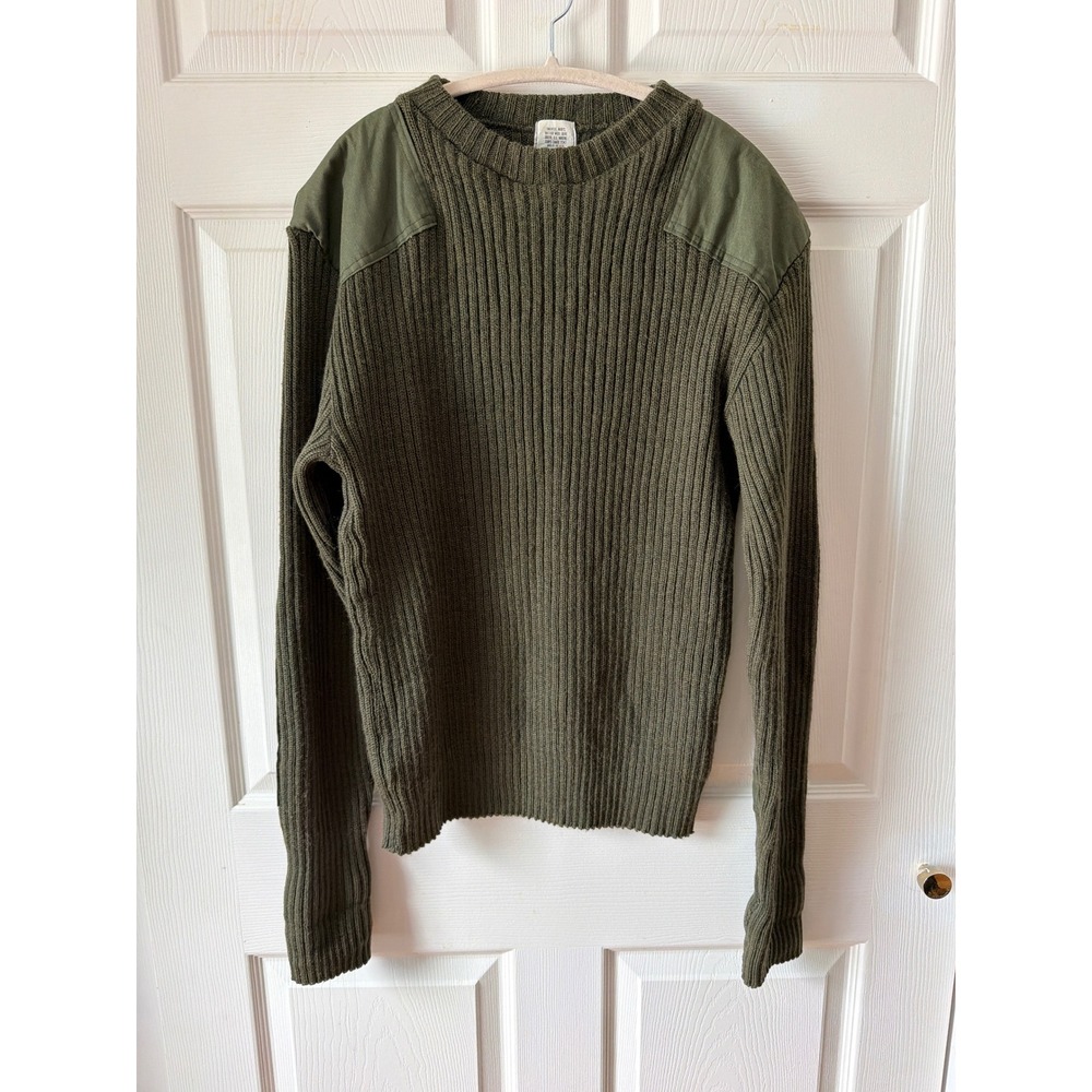 USMC Commando Sweater Men 42 Olive Drab Green Wool Ribbed Military Issue